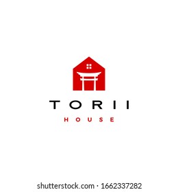 torii gate house logo vector icon illustration	
