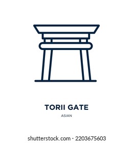 torii gate icon from asian collection. Thin linear torii gate, japan, japanese outline icon isolated on white background. Line vector torii gate sign, symbol for web and mobile