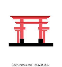 Torii gate icon. Flat illustration of torii gate icon for web design. A temple or shrine of Japanese traditional treasure. A hallmark of the nations long, treasured history