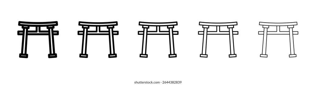 Torii gate icon graphic set. trendy stroke line style