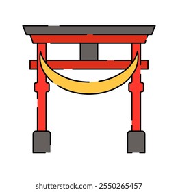 Torii Gate Icon Illustration com paleta de cores macias em estilo de design plano Perfeito para desenhos culturais e ilustrações.