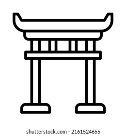 Torii Gate Icon. Line Art Style Design Isolated On White Background