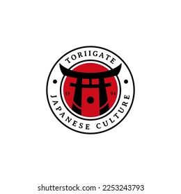 Torii gate icon stamp logo design for japanese culture 2