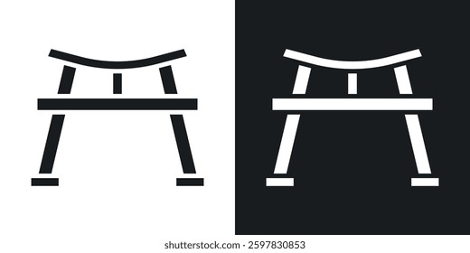 Torii gate icon symbol collection on white background.