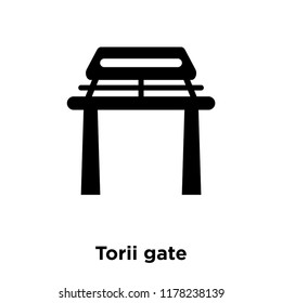 Torii gate icon vector isolated on white background, logo concept of Torii gate sign on transparent background, filled black symbol