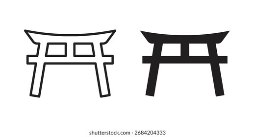 Ícone da porta Torii para designs da Web. conjunto de ícones de estrutura de tópicos e clipart