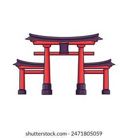 torii gate illustration design of traditional Japanese building