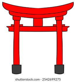 torii gate illustration hand drawn isolated vector