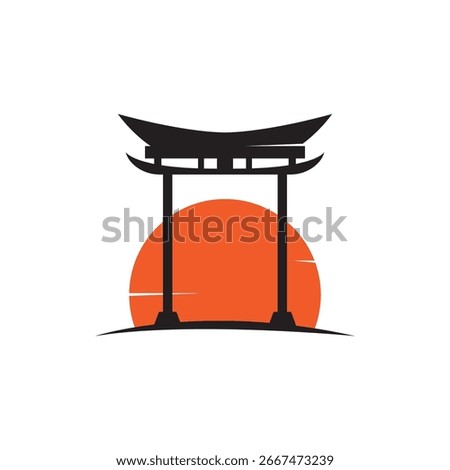 Torii gate illustration logo vector design