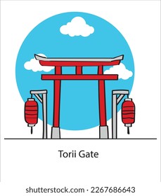 Torii gate japan hand drawing vector illustration 