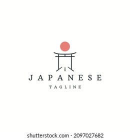 Torii gate japan logo icon design template flat vector