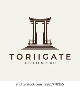 Torii gate japanese logo design vector illustration