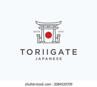 Torii gate japanese logo icon design template vector