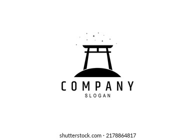 torii gate japanese logo with simple flat design style