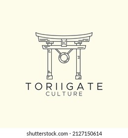 torii gate japanese minimalist line art logo icon illustration template vector design