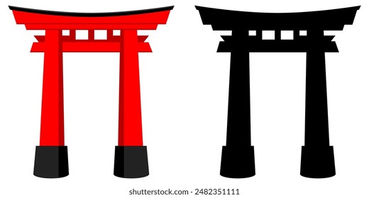 Torii gate, Japanese tradition Shinto, logo of Japanese, shadow