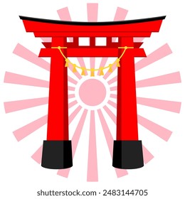 Torii gate, Japanese tradition Shinto, logo of Japanese, rising sun, Japanese