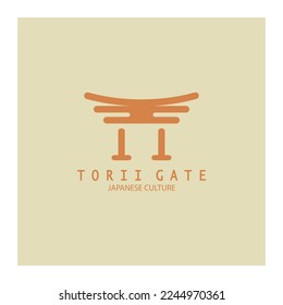 torii gate japanese traditional culture simple logo illustration icon with aesthetic minimalist vector concept