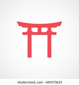 Torii Gate Leading To The Itsukushima Shrine Red Flat Icon On White Background