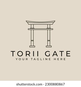 logotipo de arte de línea de portada de torii, iconos y diseño de ilustración vectorial de símbolo