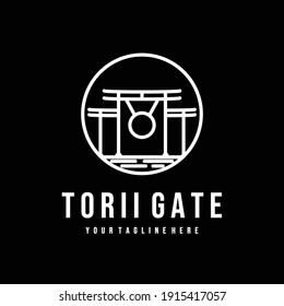 torii gate line art vintage minimalist vector logo illustration design