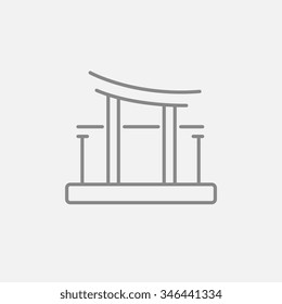 Torii gate line icon for web, mobile and infographics. Vector dark grey icon isolated on light grey background.