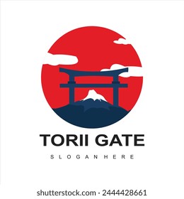  torii gate logo diseño icono ilustración Plantilla de Vector