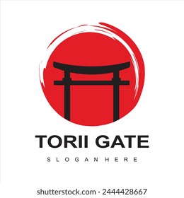  Torii Gate Logo Design Icon Illustration Vektorgrafik Vorlage