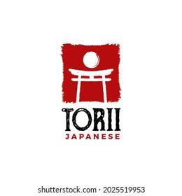 Torii gate logo design. Japanese traditional gate logo design vector. Japan logo design