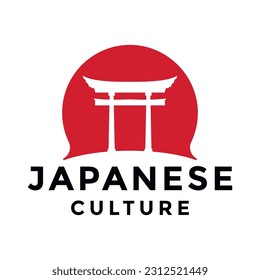 Torii Gate Logo Design .Japanese Culture Symbol Illustration Design.