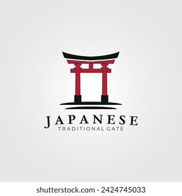 torii gate logo design, japanese traditional gate vintage logo, simple design