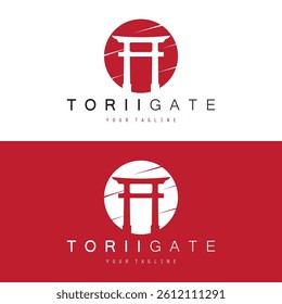 Torii gate logo design. Japanese traditional gate logo design vector illustration
