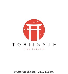 Torii gate logo design. Japanese traditional gate logo design vector illustration
