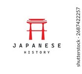 Torii gate logo design simple Japanese historical building with old and modern vintage concept as a symbol illustration template