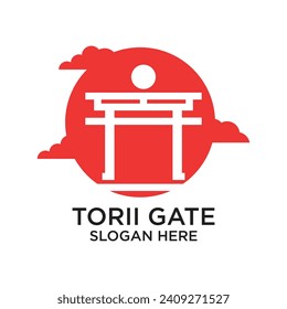 Torii gate logo design simple concept Premium Vector