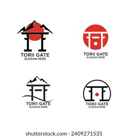 Torii gate logo design simple concept Premium Vector