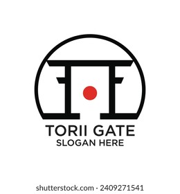 Torii gate logo design simple concept Premium Vector