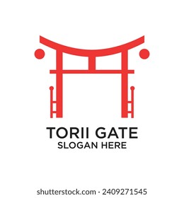 Torii-Gate-Logo-Design einfach Konzept Premium Vektor