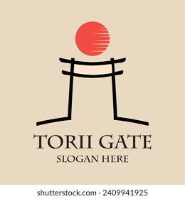 Torii gate logo design simple concept Premium 