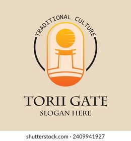 Torii gate logo design simple concept Premium 