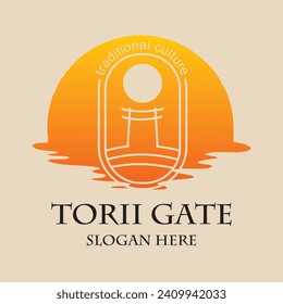 Diseño del logotipo de la puerta Torii concepto sencillo Premium 