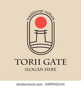 Torii gate logo design simple concept Premium 