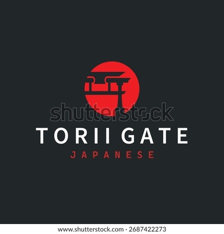 Torii gate logo design simple Japanese historical building with old and modern vintage concept as a symbol illustration template