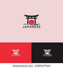 Torii gate logo design template
