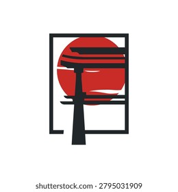 Torii Gate Logo Design Template Minimalist Japanese Symbol Simpel