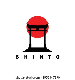 Torii gate logo design vector illustration 