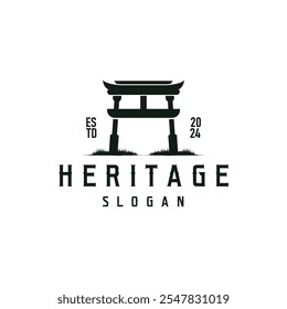 Torii Gate Logo Design Vector Minimalist Illustration Template