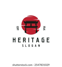 Torii Gate Logo Design Vector Minimalist Illustration Template