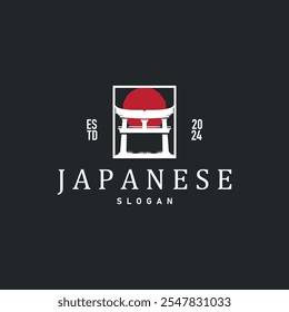 Torii Gate Logo Design Vector Minimalist Illustration Template