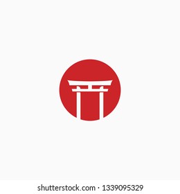 torii gate Logo Icon Design Template. Japan, Dojo, Gate flat Vector